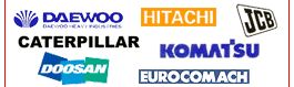 Doosan, Daewoo, Hitachi, JCB, Caterpillar, Komatsu, Eurocomach